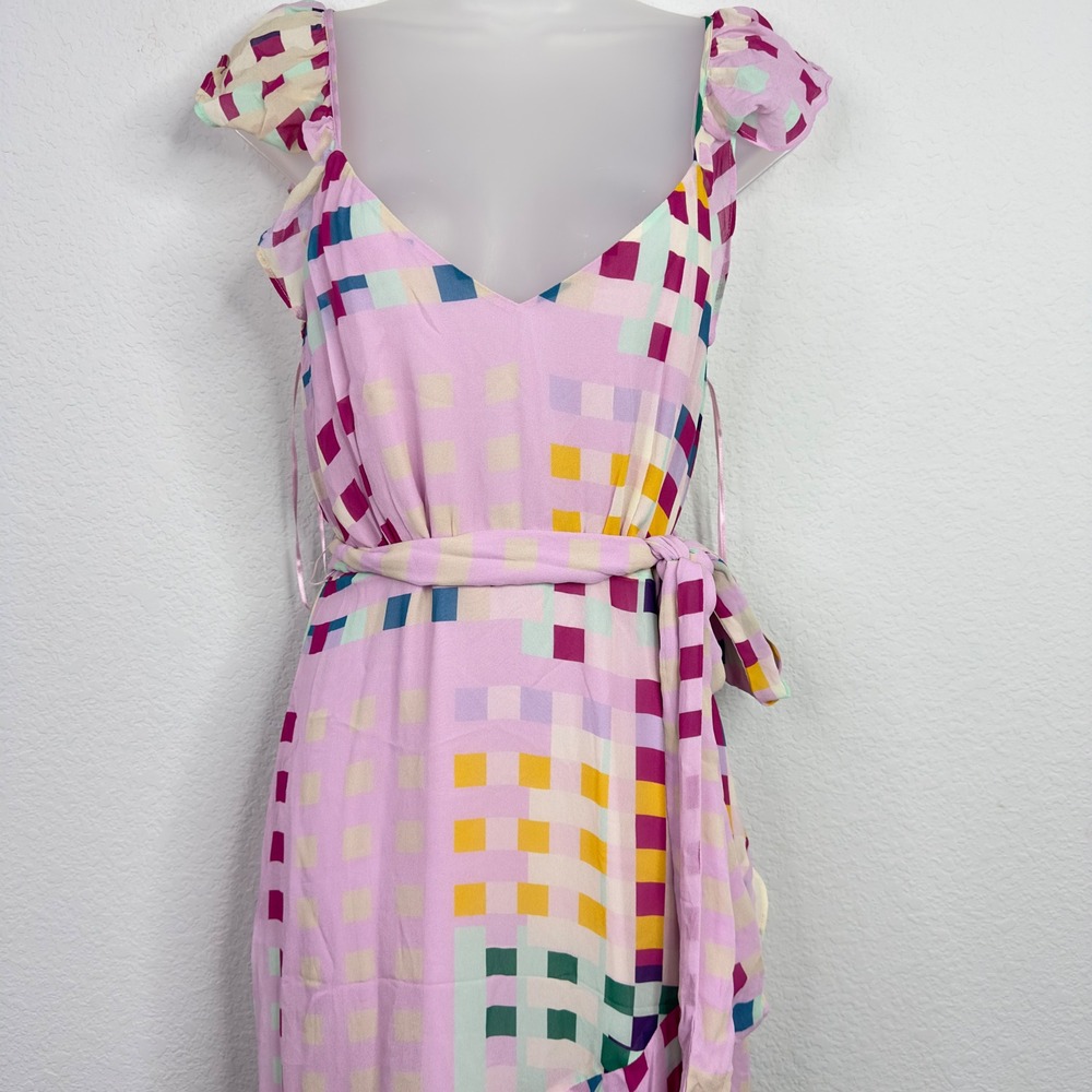 La Maison Talulah Dress Womens S‎ Pink Checkered Ruffle Chiffon Romantic Fairy - Picture 3 of 6